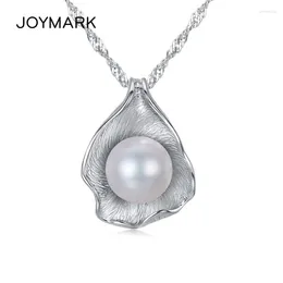 Pendant Necklaces White Gray Natural Freshwater Pearl Shell Design 925 Sterling Silver Fashion Jewelry For Women JPN303