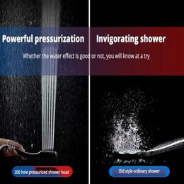 Bathroom Shower Heads 300 Holes High Pressure Rainfall Shower Head with 1.5M Hose Water Saving Showerhead Handheld Sprayer Nozzle Bathroom Accessories