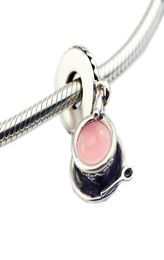 2018 Summer New Authentic 925 Sterling Silver Bead Crystal Pink Enamel Enchanted Tea Cup Hanging Charms Fit European Bracelets Diy2458592
