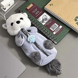 Storage Bags Cute Plush Sea Otter Cosmetic Kawaii Pencil Case Stationery Pouch Portable Women Travel Makeup