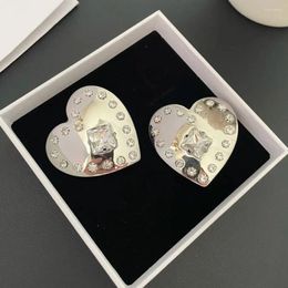 Dangle Earrings Famous Designer Brands Crystal Heart Big Ear Clip Women Europe Jewellery Party Trend