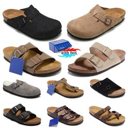 bostons clogs slipper with box slides women men designer sandals soft suede snake leather slide clog flip flops taupe buckle strap favourite beach shoes