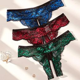 Women's Panties Sexy Women Lace Hollow Out Lingerie Open Crotch Transparent Temptation Passion Underwear 1pc