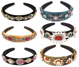 Baroque diamond pearls flower headband luxury designer bride wedding statement headbands fashion Bohemian hair jewelry 5884848