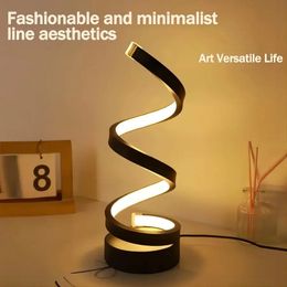 Table Lamps for Living RoomModern Spiral Dimmable LED Lamp Small Bedside Nightstand Bedroom Office Home 240508