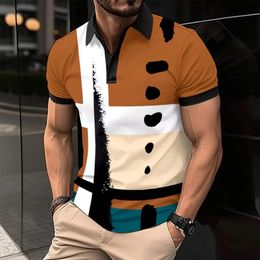 Summer mens casual short sleeved polo shirt button up collar shirt 2024 fashionable T-shirt S-5XL 240507