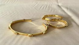 Top Quality 18K Real Gold Plated Brand Bracelet Bracelets Bangle Cuff Letter Hoop Earrings New women for girl2484102
