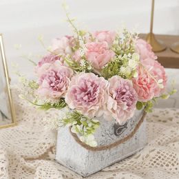 Decorative Flowers Artificial Silk Peony High Quality Wedding Bouquets Living Room Home Fake Babys Breath Flower Arrangement DIY Decoration