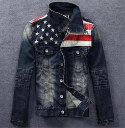 Men039s Jackets Fashion USA Design Mens Jeans American Army Style Man039s Clothing Denim Jacket For Men Plus Asian Size MX5412154