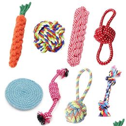 Dog Toys & Chews Handmade Toy Carrot Knot Rope Ball Cotton Dumbbell Puppy Cleaning Teeth Chew Durable Braided Bite Resistant Pet Suppl Otwnn