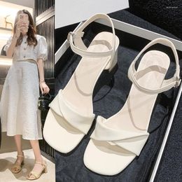 Sandals Classic Style High Heel Women Summer Thin Strap Thick Sole Non-slip Fashion Casual Simple Outdoor Beach Horse-shoe