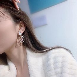 Dangle Earrings Drop Earring Korea Fashion Enamel Graze Oil Women Moon Star Asymmetry Girl Sweet Jewellery