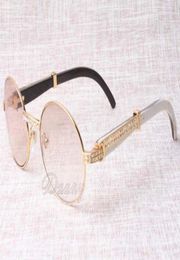 2017 New Diamond Round Sunglasses Cattle Horn Eyeglasses 7550178 Natural Mix horns Men and women sunglasses glasess Eyewear Size 8292371