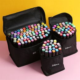 24-120 Colours Markers Brush Pens Set Double-end Oil Art Marker For Painting Drawing Manga School Art Supplies Student Stationery 240506