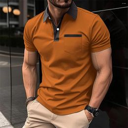 Men's Polos Summer Men Short Sleeved Polo Shirt Casual Splice Stripe Printing T-shirt Breathable Clothing S-3xl