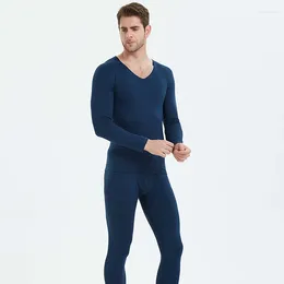 Men's Thermal Underwear Navy Blue Long Johns For Men Full Sleeve Thicken Autumn Winter Warm Set Large Size 3XL 4XL Thermo Lingerie