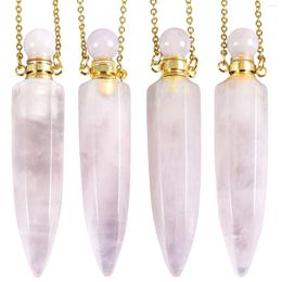 Pendant Necklaces Essential Oil Diffuser Crystal Point Stone Necklace Reiki Healing Gemstone Jewelry For Women And Men