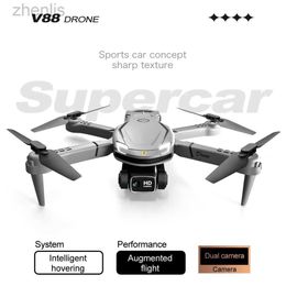 Drones V88 professional drone 4K/8K optical flow drone with dual camera folding brushless RC helicopter WIFI aerial photography d240509