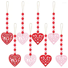 Decorative Figurines -8 Pieces Valentine's Day Wooden Bead Decor Heart Garlands Wall Hanging Beads Rustic Farmhouse