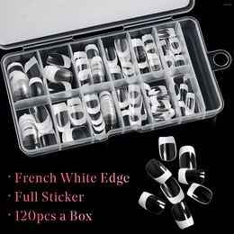 False Nails French Nail Tips 120PCS Short Full Cover White Clear Square Acrylic Press On