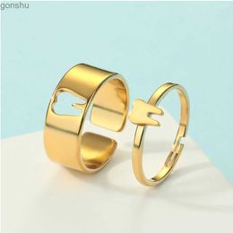 Couple Rings 2 pieces of dental commitment for couples open ring stainless steel his and her ring replacement matching ring female tooth jewelry WX