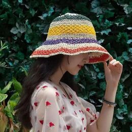 Wide Brim Hats Women Fashion Colourful Gifts Foldable Sun Shading Tourism Vacation Seaside Straw Hat Beach Sunshade Fisherman Accessories
