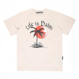 Palm PA 24SS Summer Letter Printing Sun Paint spot LogoT Shirt Boyfriend Gift Loose Oversized Hip Hop Unisex Short Sleeve Lovers Style Tees Angels 2223 IYK