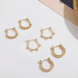 Hoop Earrings Fashion Gold Colour Stainless Steel Twist For Women Statement Round Circle Huggies Ear Rings Jewellery Accessories