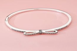 Wholesale-CZ Diamond Bow Bracelet for 925 Sterling Silver Jewelry with original box temperament fashion ladies bracelet3159931