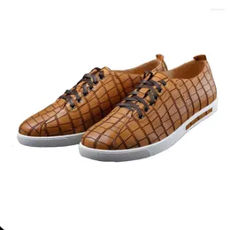Casual Shoes Ourui Deerskin Leisure Menshoes Male Genuine Leather Shallow Mouth Lace-up Flat Men Yellow