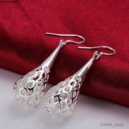 Stud ny charm sterling silver örhängen för kvinnor smycken all-match trend ihåliga vatten droppform gåvor uwhb