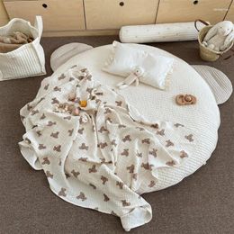 Blankets Baby Muslin 2/3 Layers Swaddle Wrapped Blanket Stroller Cover Bear Print Sleeping Bag Infants Bath Towel