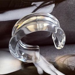 Bangle UJBOX Japan Korea Designer Small Size Acrylic Resin Opening Bangles For Women Girls Exquisite Chunky Wide Wrist Jewelry