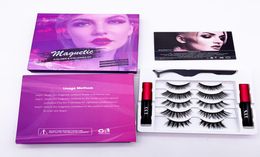 5 Pairs Magnetic Eyelashs Magnet Eyeliner Kit Updated 3D False Lashes 2 Tubes Liquid Eyeliner With Tweezers Natural Reusable No Gl3181975