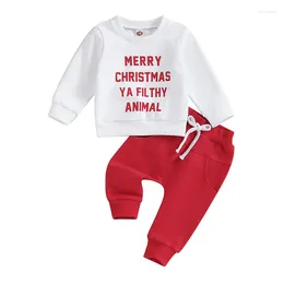 Clothing Sets Pudcoco Toddler Baby Boy Girl Christmas Clothes Letter Print Long Sleeve Pullover Elastic Waist Pants 2Pcs Warm Outfit 0-3T