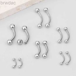 Navel Rings 2PC Stainless Steel Eyebrow Piercing Externally Threaded Curved Barbell Eyebrow Banana Ring Piercing Body Jewelry 18G-12G d240509