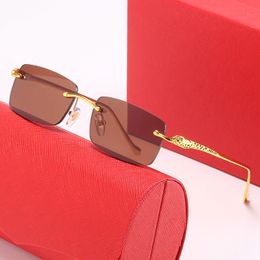 Sunglasses for Women Leopard dot lacquer temple eyeglass frame classic fashion frameless men square sunglasses can be matched with myop 201y