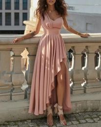 Casual Dresses Elegant And Pretty Women's 2024 Sexy One Shoulder Ruched Asymmetrical Ruffles Dress Wedding Guest Party