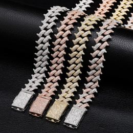 14MM Iced Out Chains Mens Designer Jewelry Link Chain Luxury Bling Rapper Hip hop Miami big box buckle Cuba chain full of zircon neckla 3371