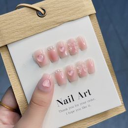 Pure Lust Heart Handmade Press On Nails Short T Shape Sexy False Design Bling Rhinestone In Emmabeauty StoreNoEM19404 240430