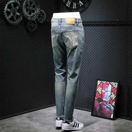 Men's Jeans High end jeans popular on the streets mens washing Personalised embroidery technology retro ultra-thin straight casual pants all paired Q240509