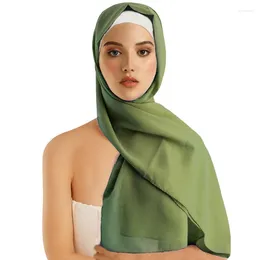 Ethnic Clothing Women Summer Bubble Pearl Chiffon Folded Muslim Hijab Shawls Scarf Plain Soft Turban Headband Long Scarves Wrap Headscarves