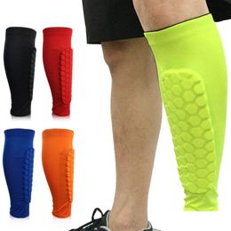 Elbow Knee Pads 1Pcs Football Shin Guards Protector Soccer Honeycomb Anti-Crash Leg Calf Compression Sleeves Cycling Running Shinguard Ote7D