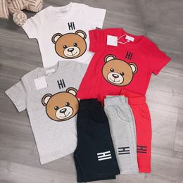 Summer Children Baby T-shirts Suits for Boys Girl Casual Tops com shorts 2pcs impressão de animais de alta qualidade Cotton Kids Roupas