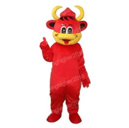Halloween Red Cow Mascot Costume Unisex Cartoon Anime theme character Carnival Men Women Dress Christmas Fancy Performance Party Dress