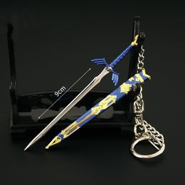 9cm Zeldas Master Sword Link Keychain Tears of The Kingdom 1:12 Metal Keyring Game Souvenir llaveros For Boy Girls