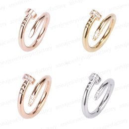 Luxury Designer Love Rings for Womens men Titanium Steel Nail Ring Casual Ladies Gift With CZ Diamond fashion Jewellery Mother's Day gift