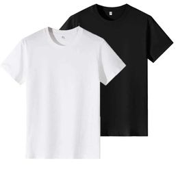 Men's T-Shirts Womens clothing cotton top 2024 summer white black short sleeved seven piece T-shirt solid Colour Korean basic casual zippered shirt H240508