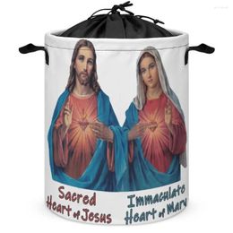 Storage Bags Traditional Sacred And Immaculate Hearts (Jesus Box Novelty Laundry Basket Great To The Touch Portable O