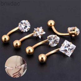 Navel Rings JIATENG New Anti Allergy Lounger Titanium Earrings Ear Nail Belly Button Rings Navel Piercing Star Heart Round Crystal Jewellery d240509